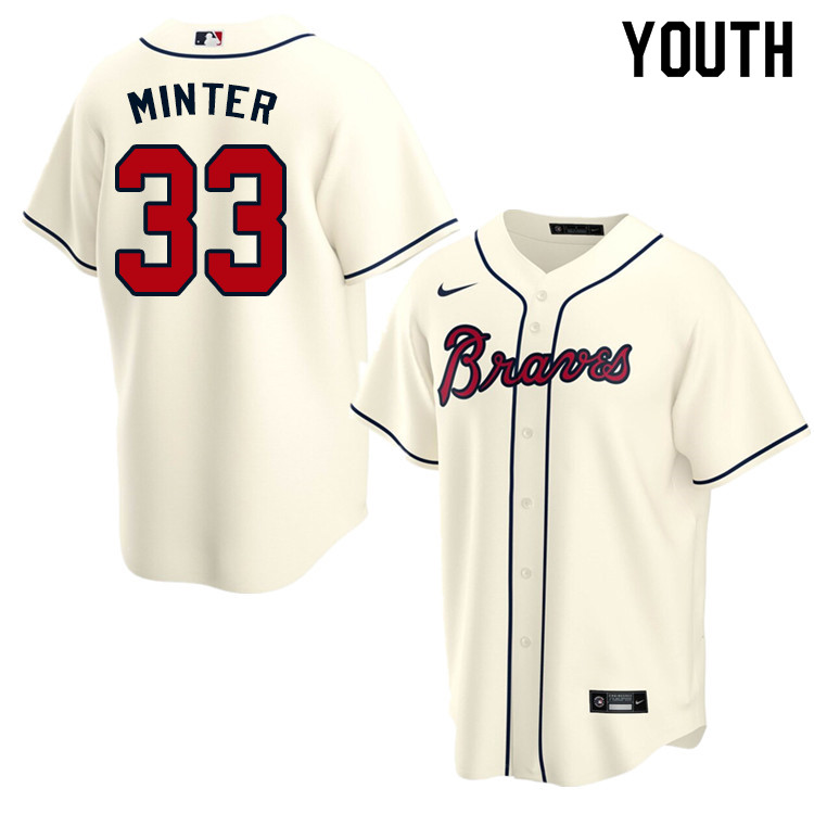 Nike Youth #33 A.J. Minter Atlanta Braves Baseball Jerseys Sale-Cream